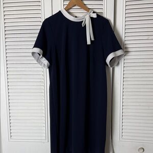 Shelby & Palmer Navy Dress with White Trim